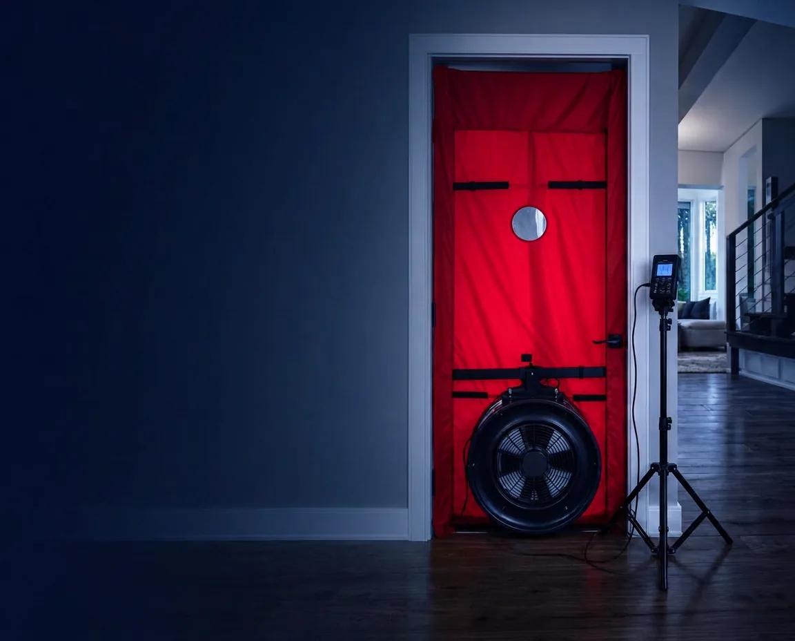 Professionaalne alarõhutest ehk blower door test hoone õhupidavuse kontrollimiseks